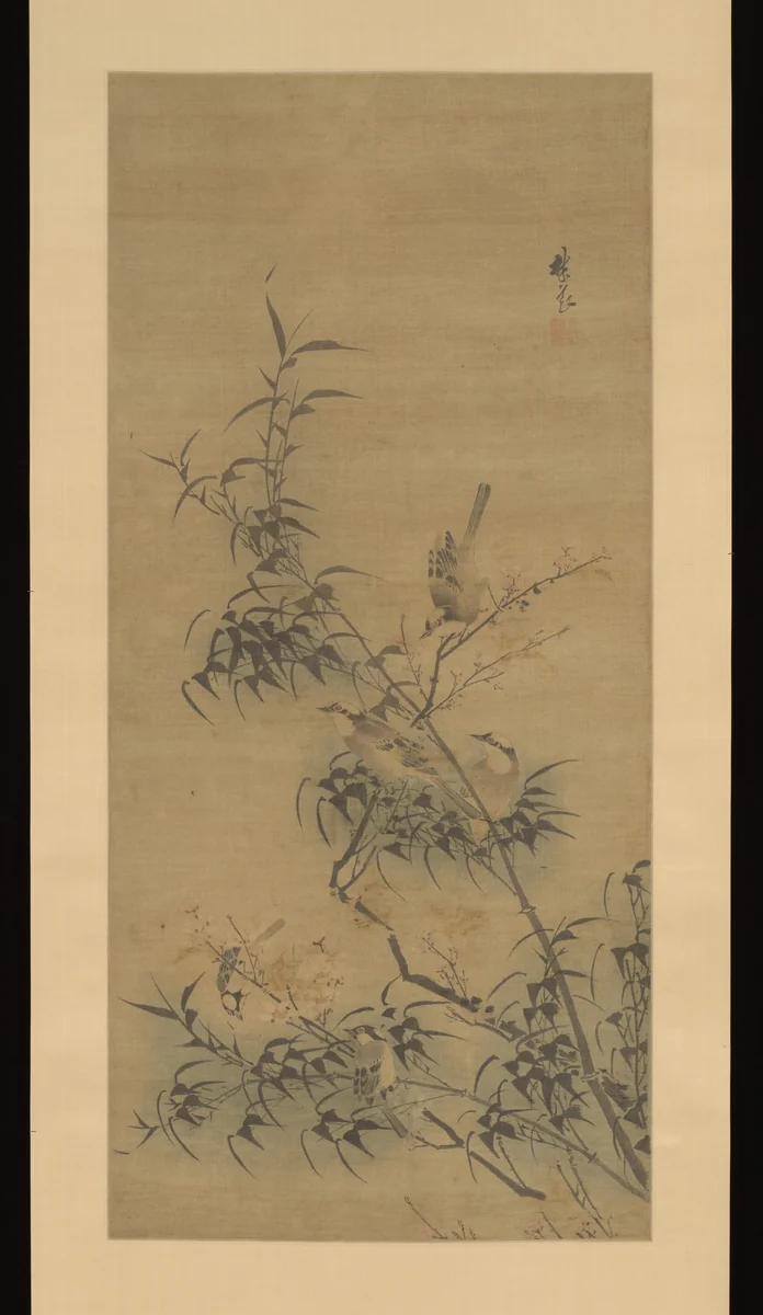 Birds Amidst Blossoming Plum and Bamboo by Lin Liang, painting, 1416-1480
