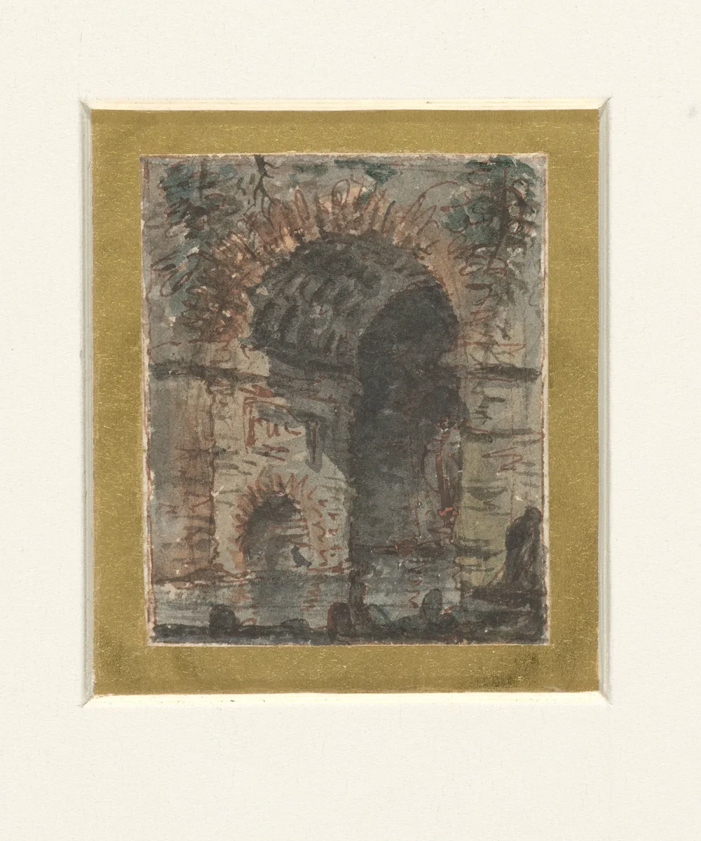 Fragment van een antiek bouwwerk by Victor Jean Nicolle, drawing, 1787-1811