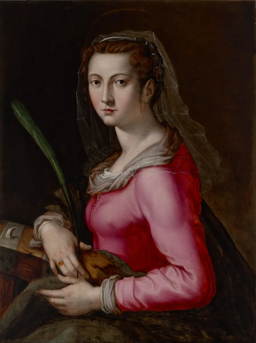 Portrait of a Woman as Saint Catherine by Pier Francesco Foschi, painting, 1555-1565