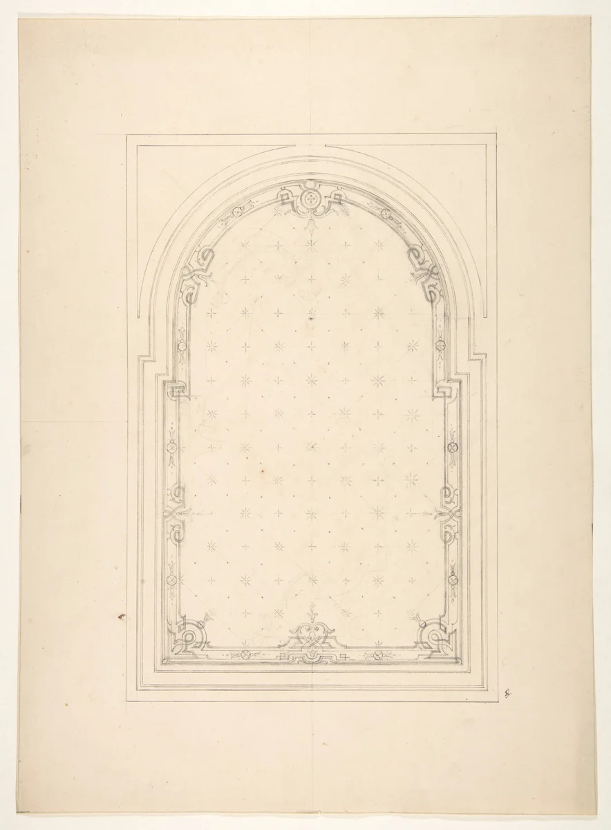 Design for a ceiling by Jules-Edmond-Charles Lachaise, drawing, 1850-1900