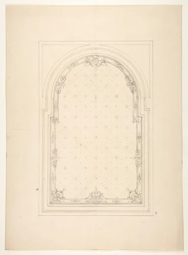 Design for a ceiling by Jules-Edmond-Charles Lachaise, drawing, 1850-1900