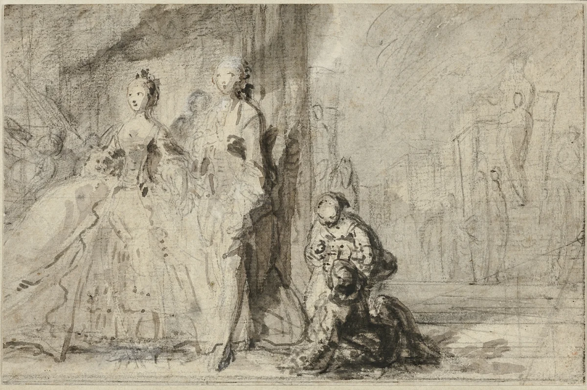 The Promenade on the Boulevard by Gabriel Jacques de Saint-Aubin, print, 1755-1765