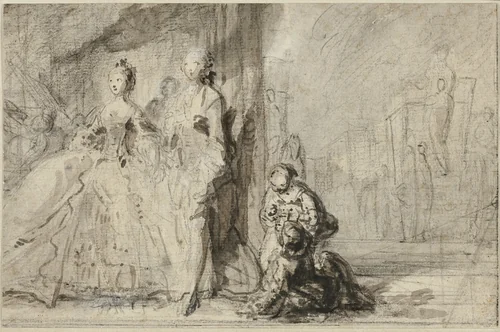 The Promenade on the Boulevard by Gabriel Jacques de Saint-Aubin, print, 1755-1765
