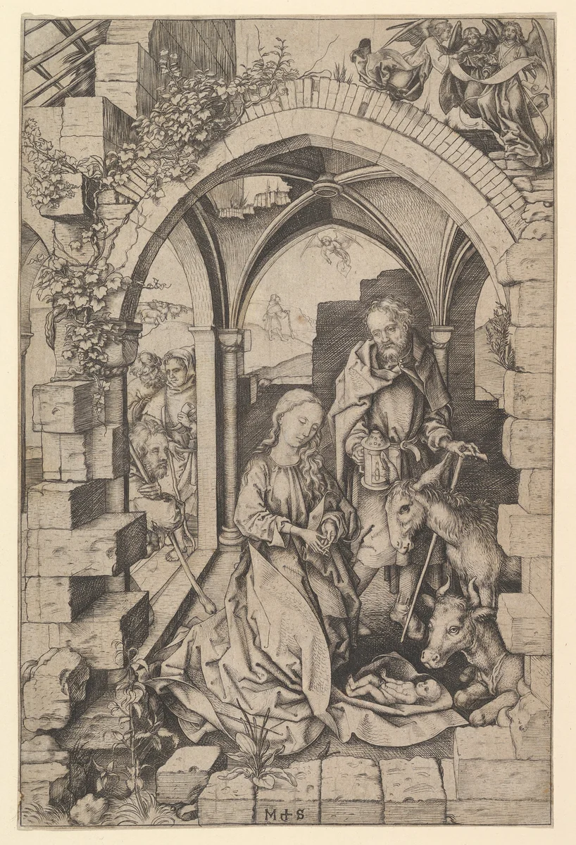 The Nativity by Martin Schongauer, print, 1470-1480