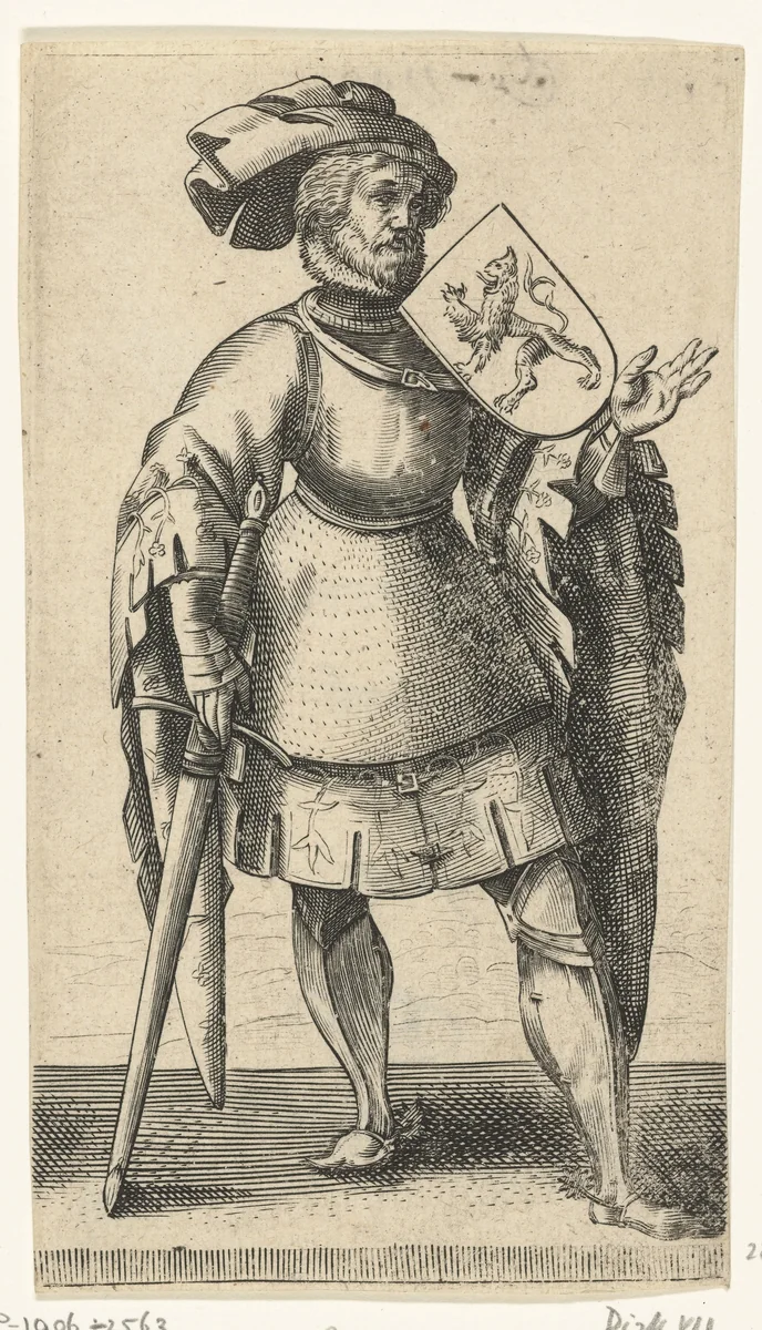 Portret van Dirk VII, graaf van Holland by Adriaen Matham, print, 1620