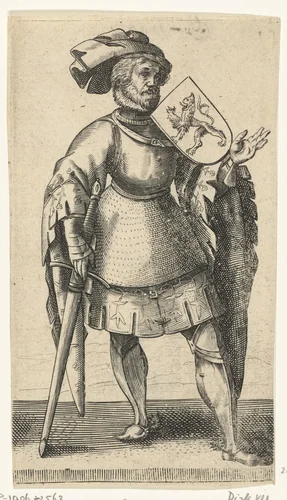 Portret van Dirk VII, graaf van Holland by Adriaen Matham, print, 1620
