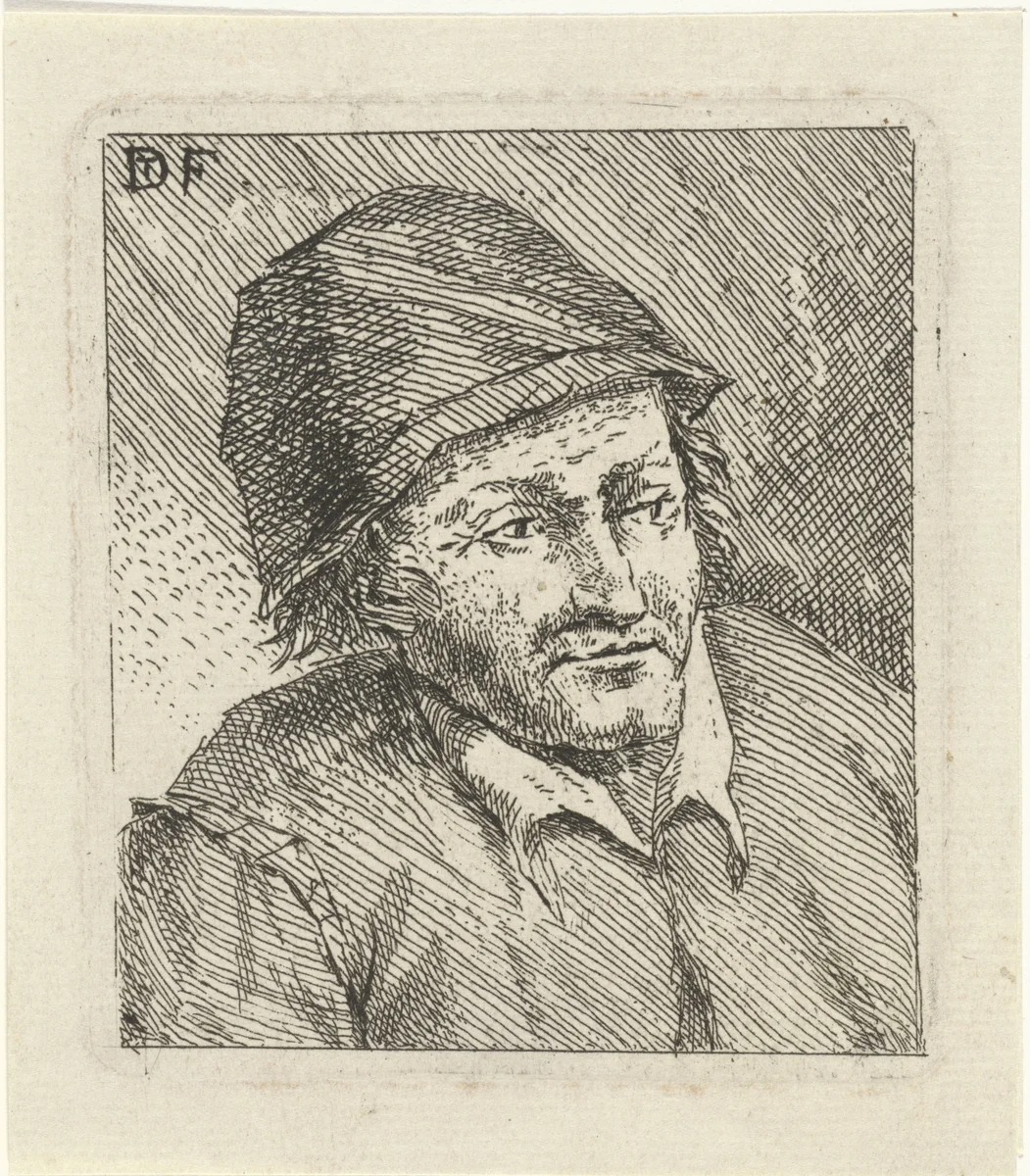 Buste van een man met hoed naar rechts by anonymous, print, 1626-1640