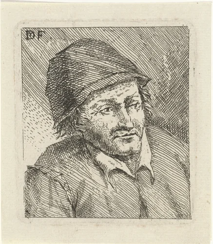 Buste van een man met hoed naar rechts by anonymous, print, 1626-1640