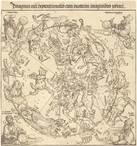 The Northern Celestial Hemisphere by Albrecht Dürer, print, 1515