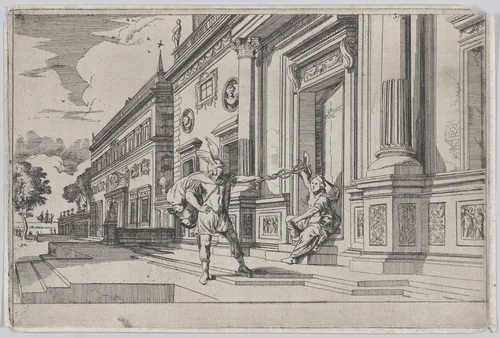 Plate 24: Mercury and Aglauros, from 'Ovid's Metamorphoses' by Johann Wilhelm Baur, print, 1641