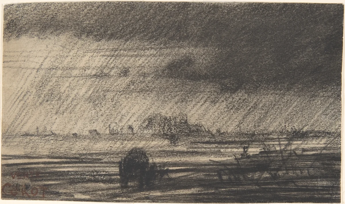 Landscape in a Storm by Charles-François Daubigny, drawing, 1855-1865