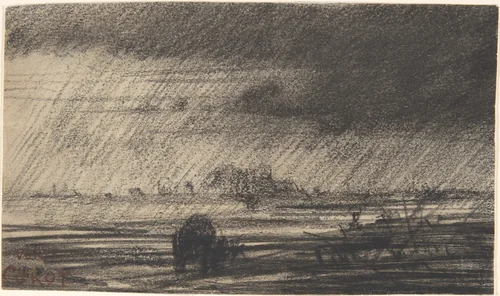 Landscape in a Storm by Charles-François Daubigny, drawing, 1855-1865