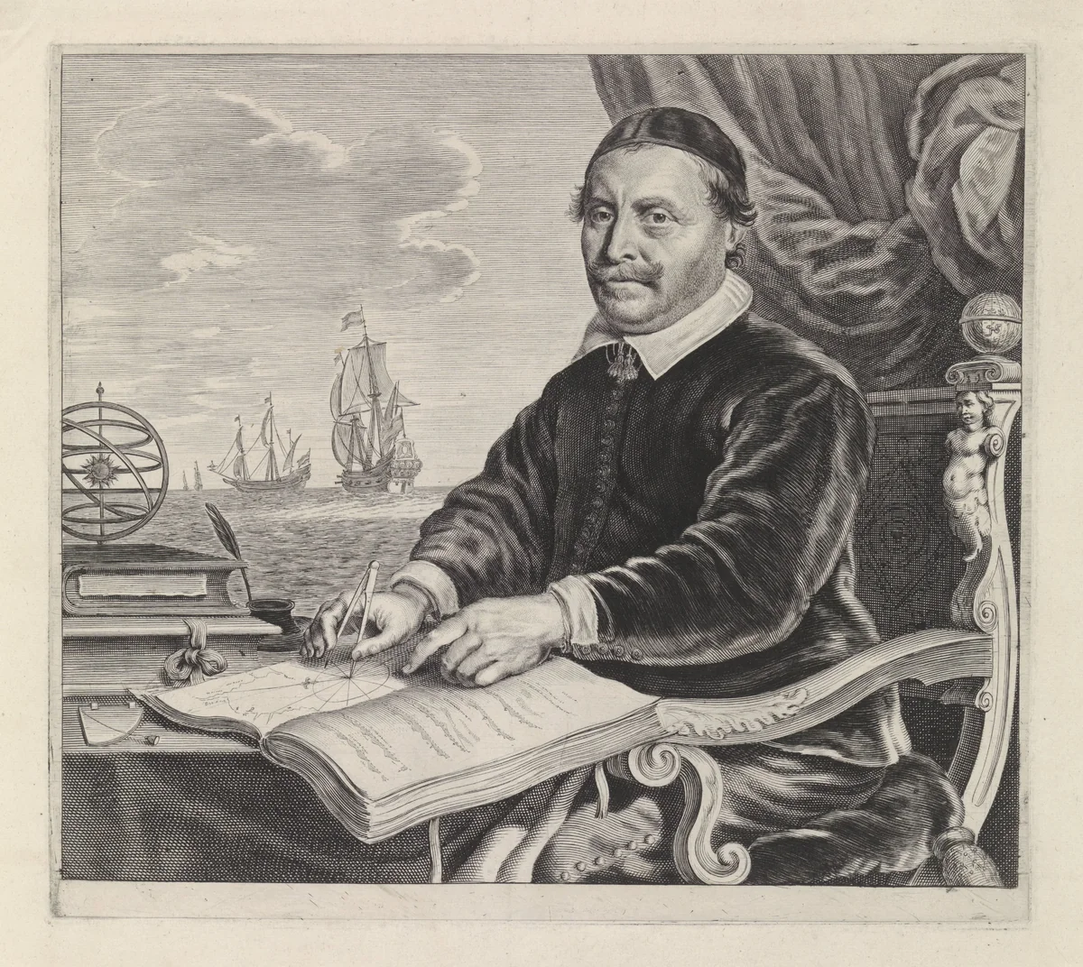 Portret van Jacob Aertsz. Colom by Theodor Matham, print, 1616-1676