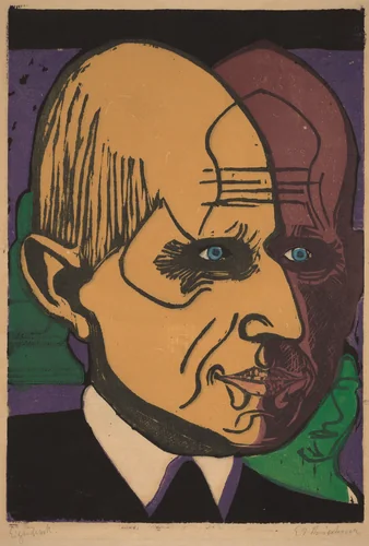 Head of Dr. Bauer by Ernst Ludwig Kirchner, print, 1933