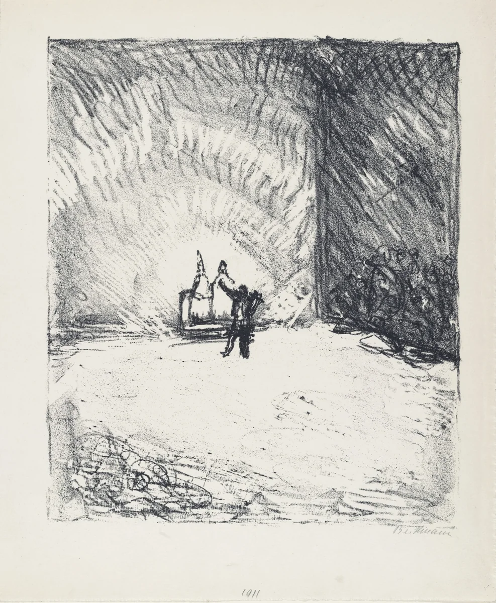 Orpheus before Pluto and Proserpina (Orpheus vor Pluto und Proserpina) from the illustrated book Eurydikes Wiederkehr, Drei Gesänge (The Return of Eurydice, Three Cantos) by Max Beckmann, print, 1909