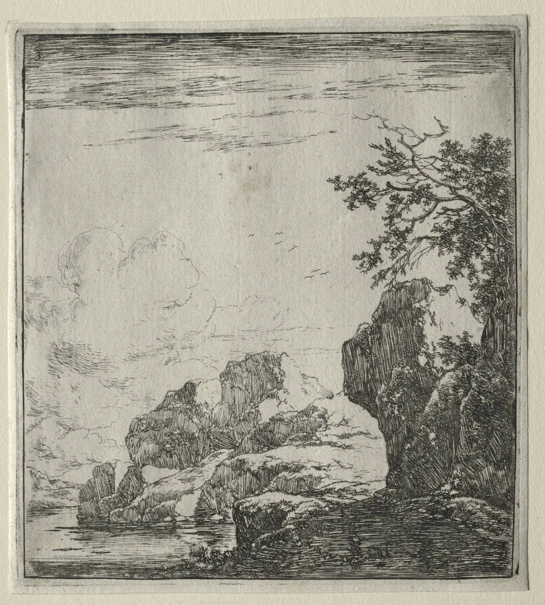 Le rocher couvert de buissons by Herman Naiwincx, print, 1640-1651