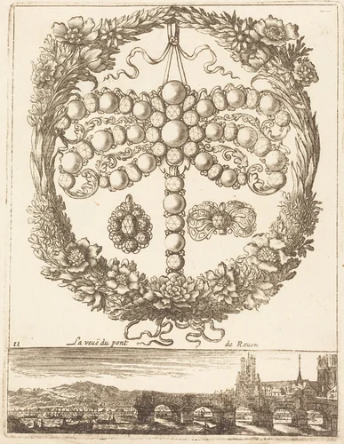 La veue du pont de Rouen by François Le Febvre, print, 1665