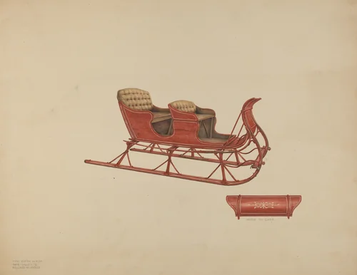 Two Seated Sleigh by Rolland Ayres, index of american design, 1939