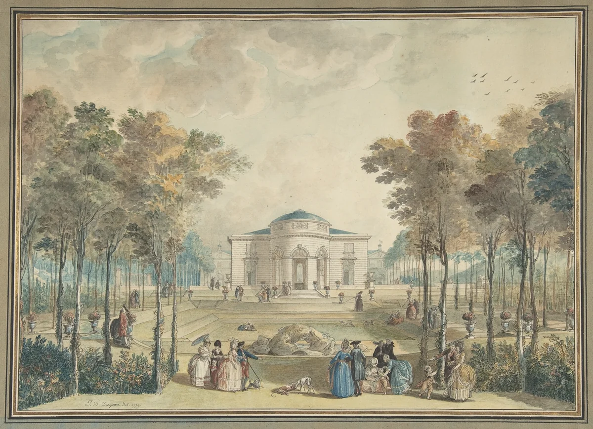 The Garden Façade of Bagatelle by Jean Démosthène Dugourc, drawing, 1779