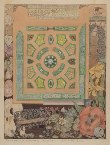 Flower Garden - Lewis Estate by Virginia Richards; William Merklin, index of american design, 1936
