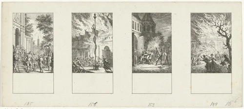 Vier episodes uit de vaderlandse geschiedenis by Simon Fokke, print, 1722-1784