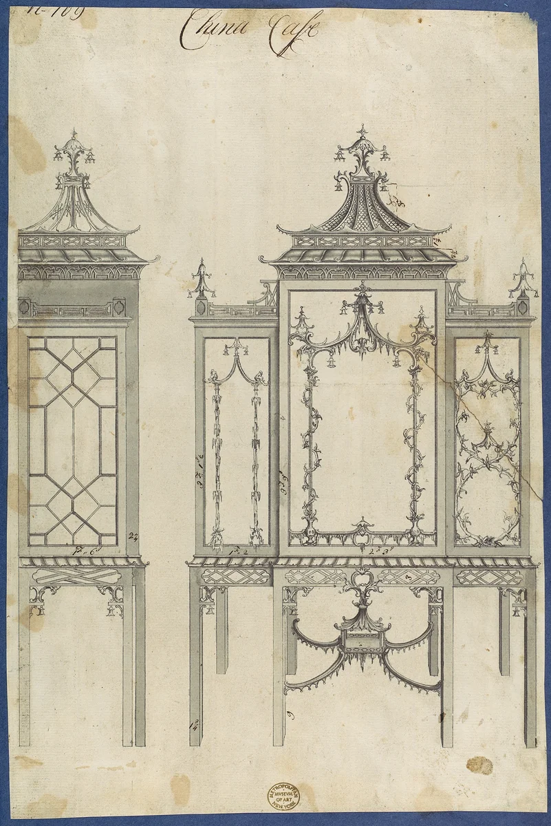 China Case, from Chippendale Drawings, Vol. II by Thomas Chippendale, drawing, 1753