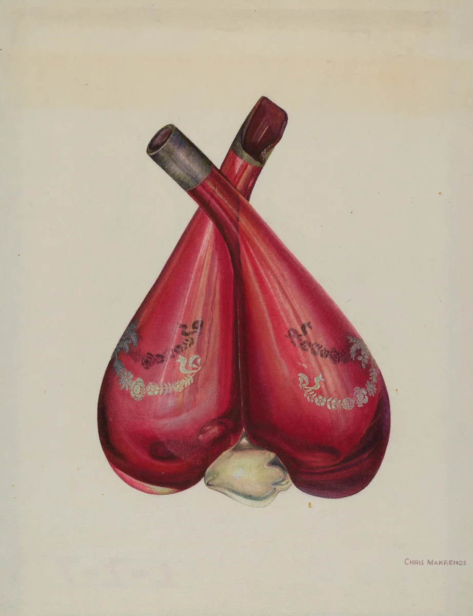 Vinegar and Oil Bottle by Chris Makrenos, index of american design, 1939