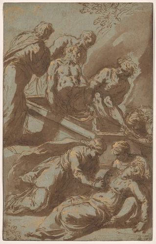 The Entombment of Christ by Jacopo Negretti, drawing, 1590-1595