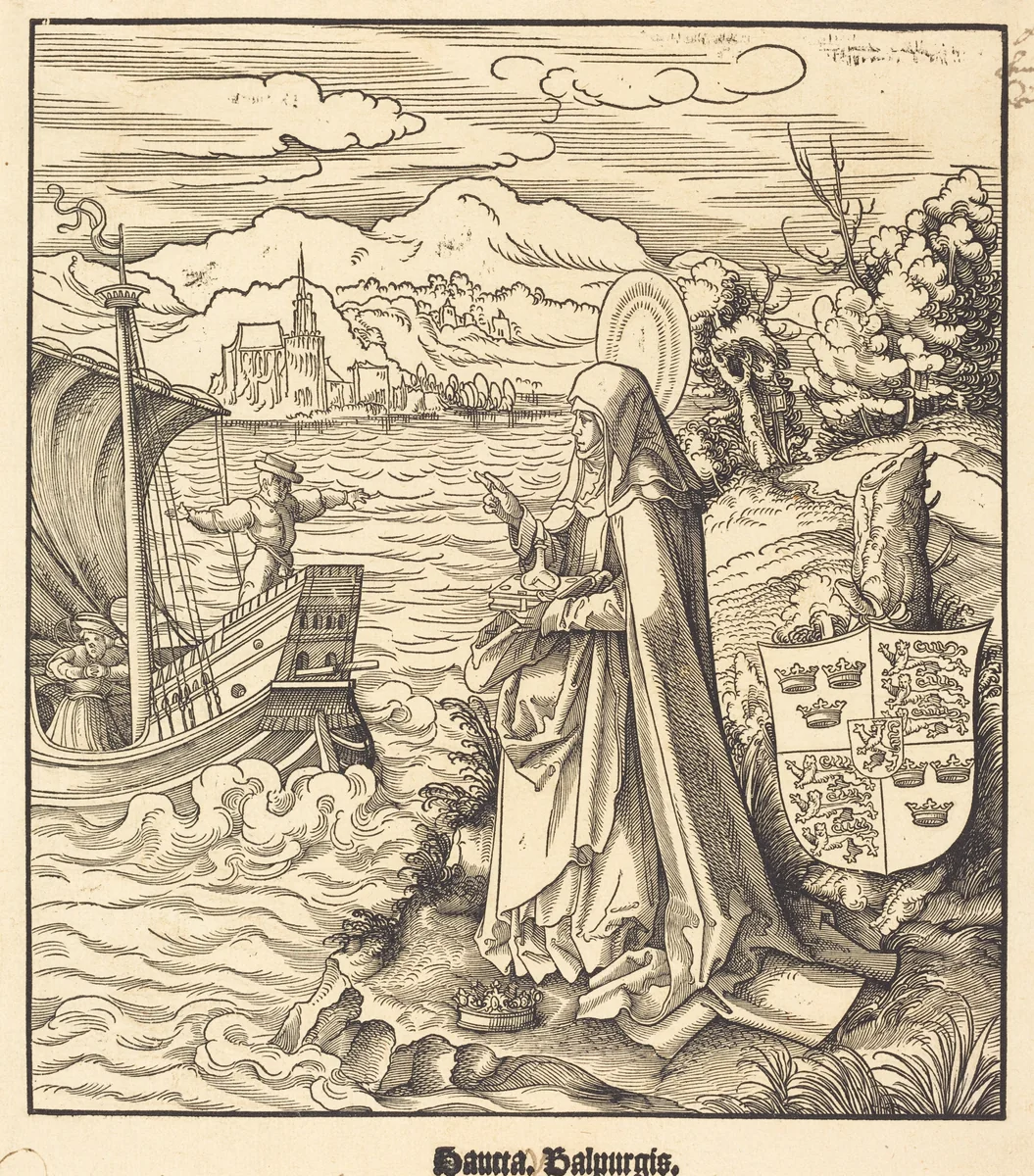 Saint Walpurgis by Leonhard Beck, print, 1516-1518
