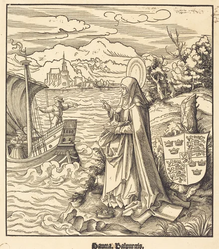 Saint Walpurgis by Leonhard Beck, print, 1516-1518