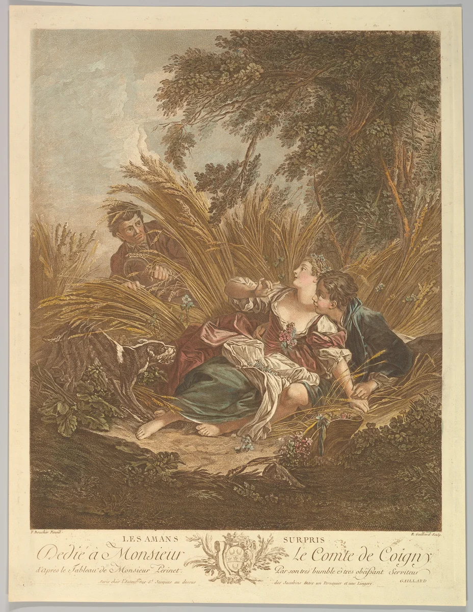 Les Amans Surpris (The Surprised Lovers) by René Gaillard, print, 1734-1790