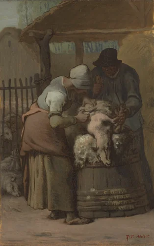 The Sheepshearers by Jean-François Millet, painting, 1857