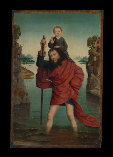 Saint Christopher and the Infant Christ by Dieric Bouts, painting, 1474-1488
