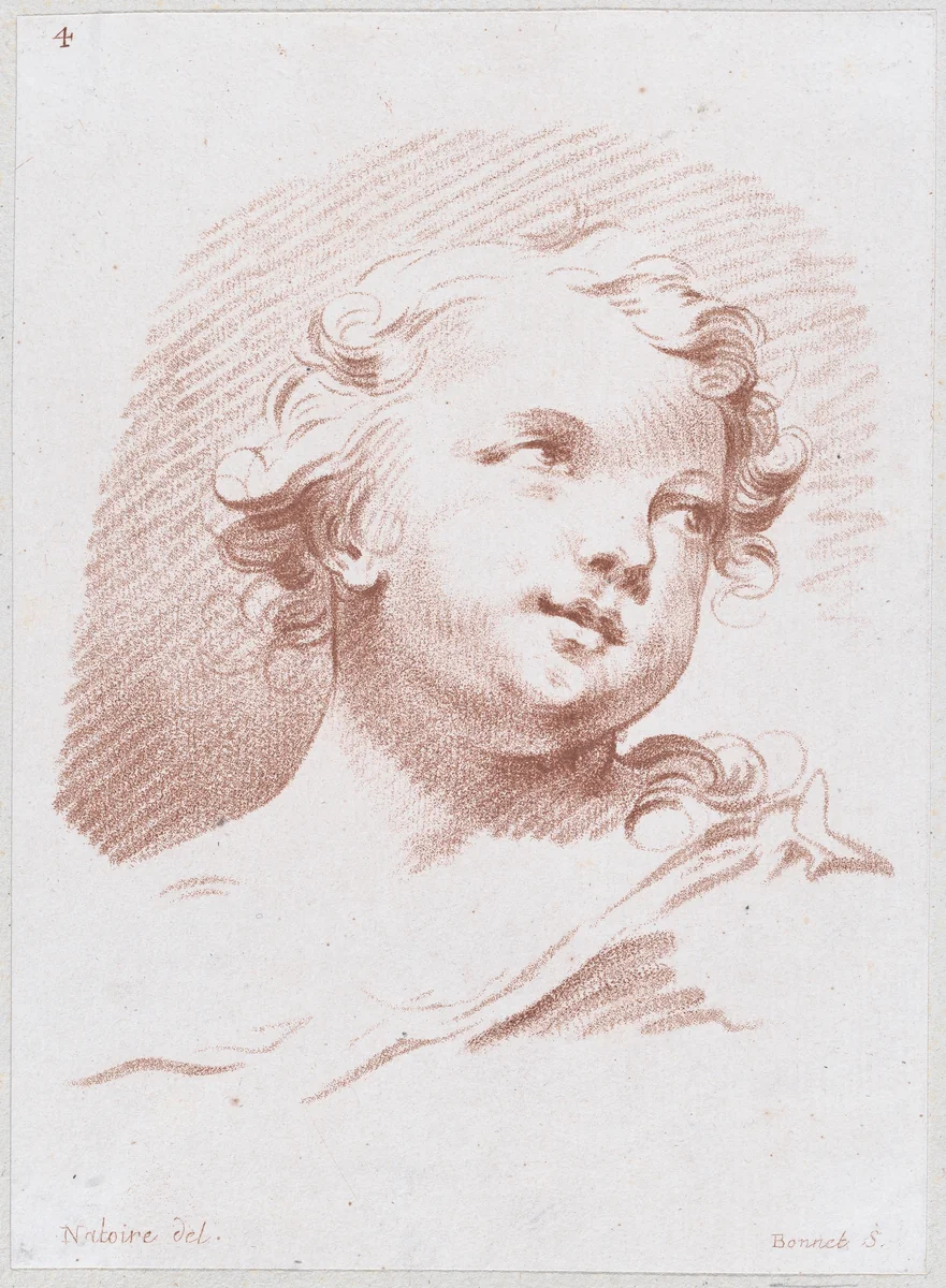 Head of an Angel or Child by Louis Marin Bonnet, print, 1750-1793