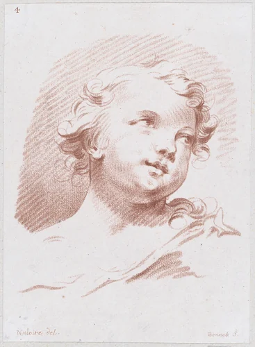Head of an Angel or Child by Louis Marin Bonnet, print, 1750-1793
