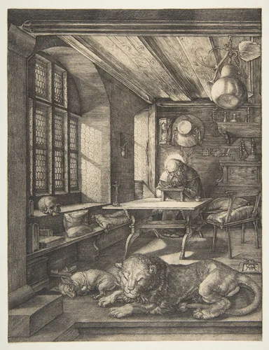 Saint Jerome in His Study by Albrecht Dürer, print, 1514
