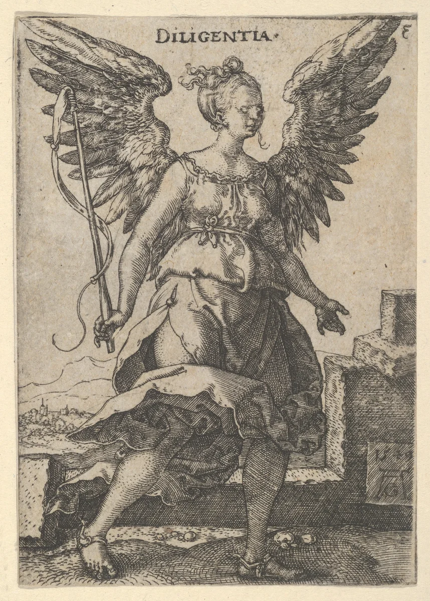 Diligence, from "Virtues and Vices" by Heinrich Aldegrever, print, 1549
