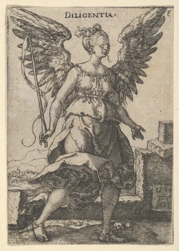 Diligence, from "Virtues and Vices" by Heinrich Aldegrever, print, 1549