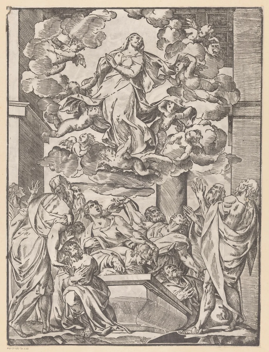Hemelvaart van Maria by anonymous, print, 1500-1599