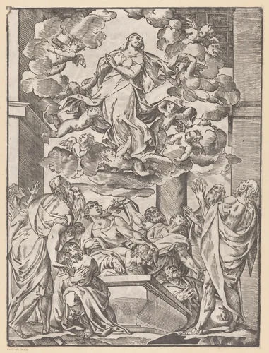 Hemelvaart van Maria by anonymous, print, 1500-1599