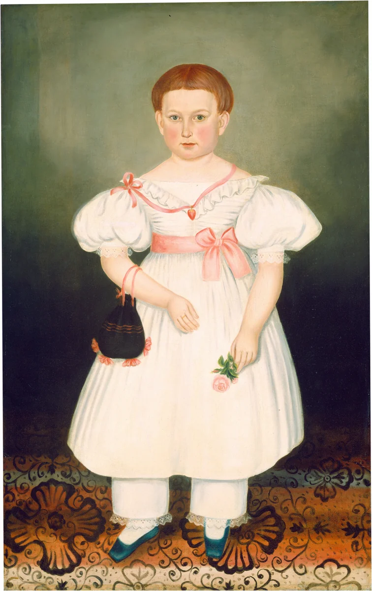 Girl with Reticule and Rose by Joseph Whiting Stock, painting, 1840