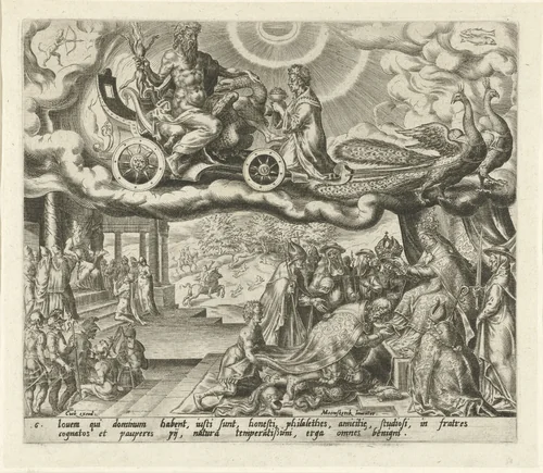 De planeet Jupiter en zijn kinderen by Harmen Jansz Muller, print, 1566-1570