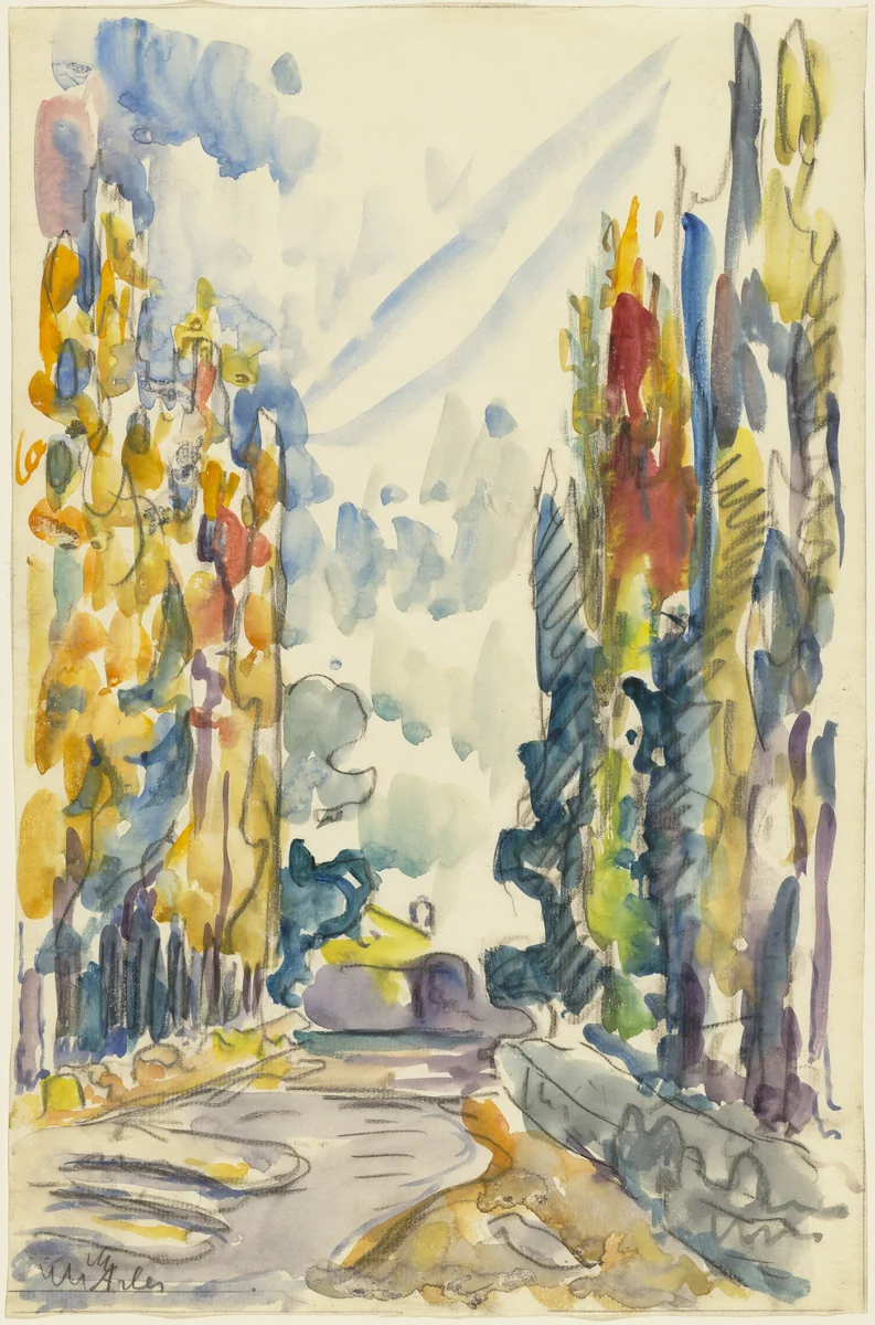 Les Alyscamps, Arles by Paul Signac, drawing, 1904