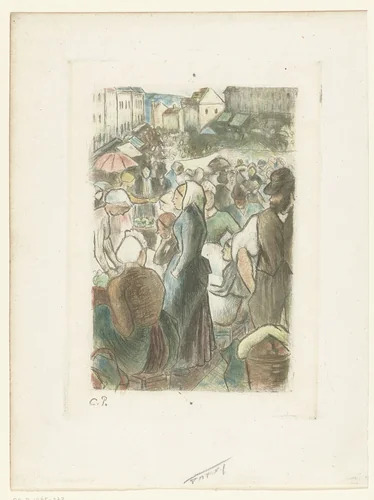 Markt in Gisors by Camille Pissarro, print, 1894-1895