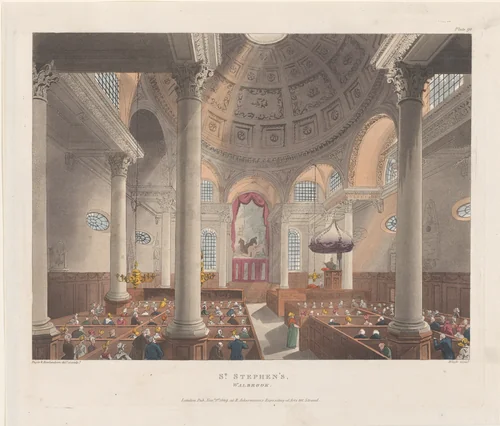St. Stephen's Walbrook by Thomas Rowlandson, print, 1809