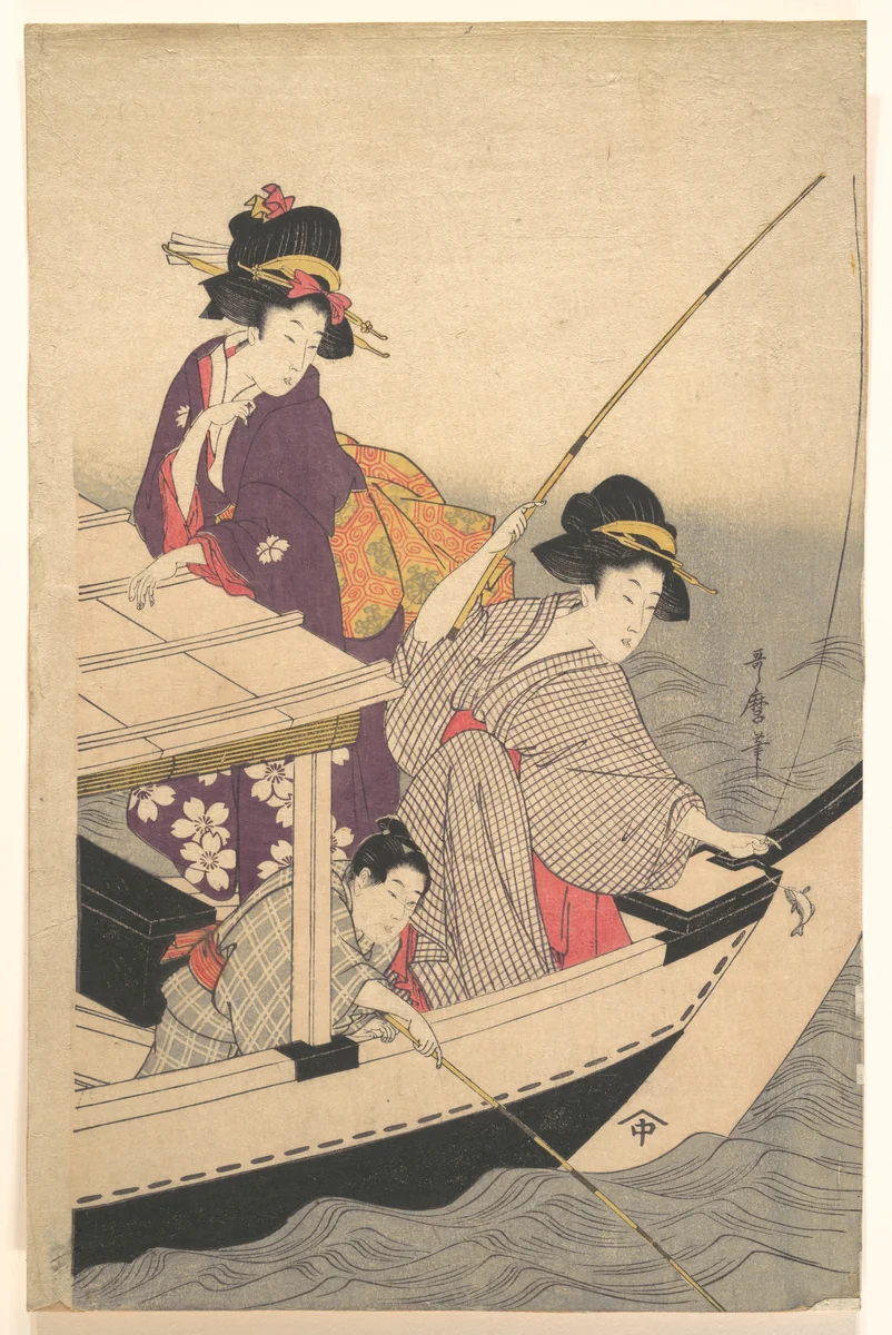 Fishing by Kitagawa Utamaro (喜多川歌麿), print, 1754-1806