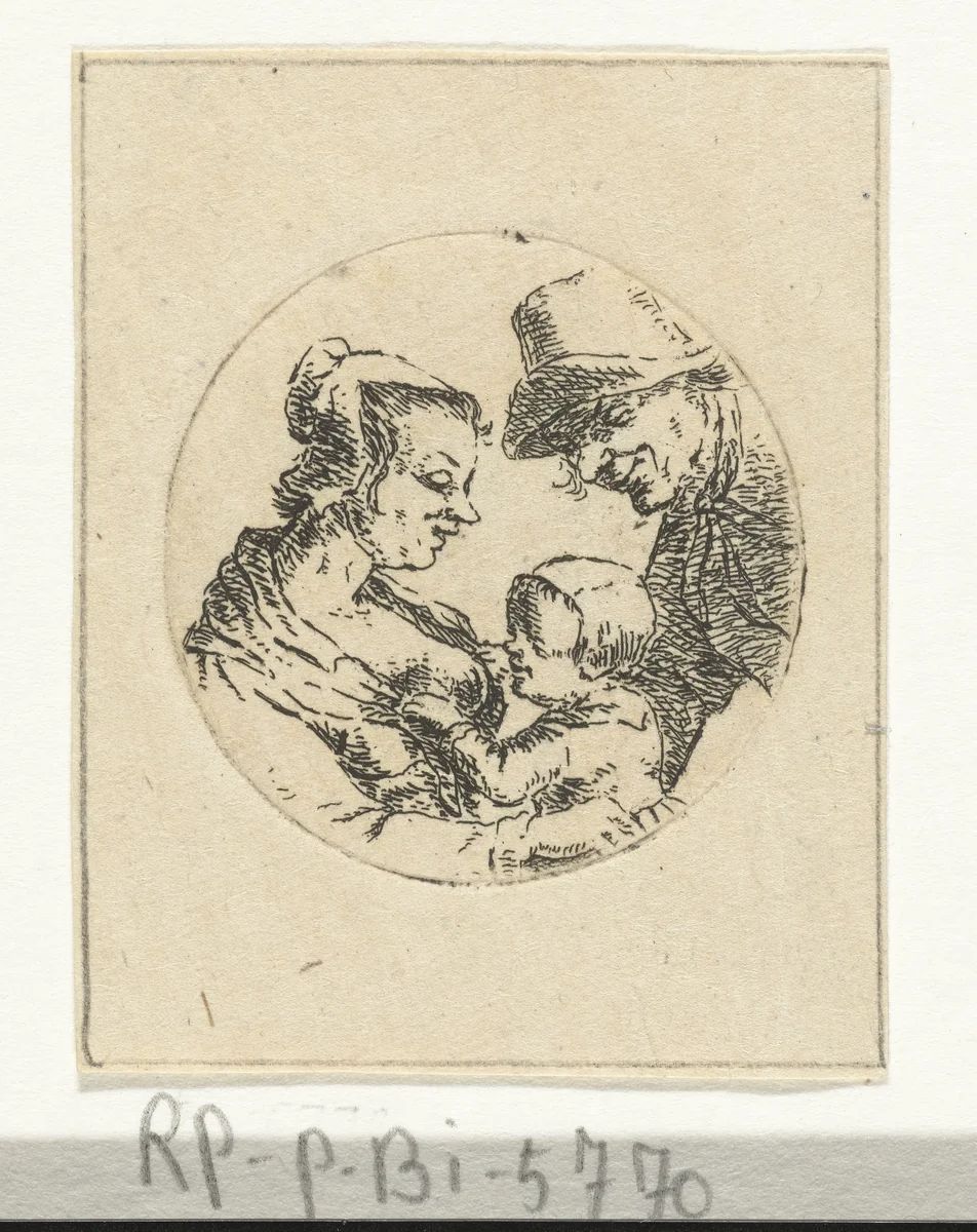 Boer en boerin met kind (versie 2) by Christina Chalon, print, 1758-1808