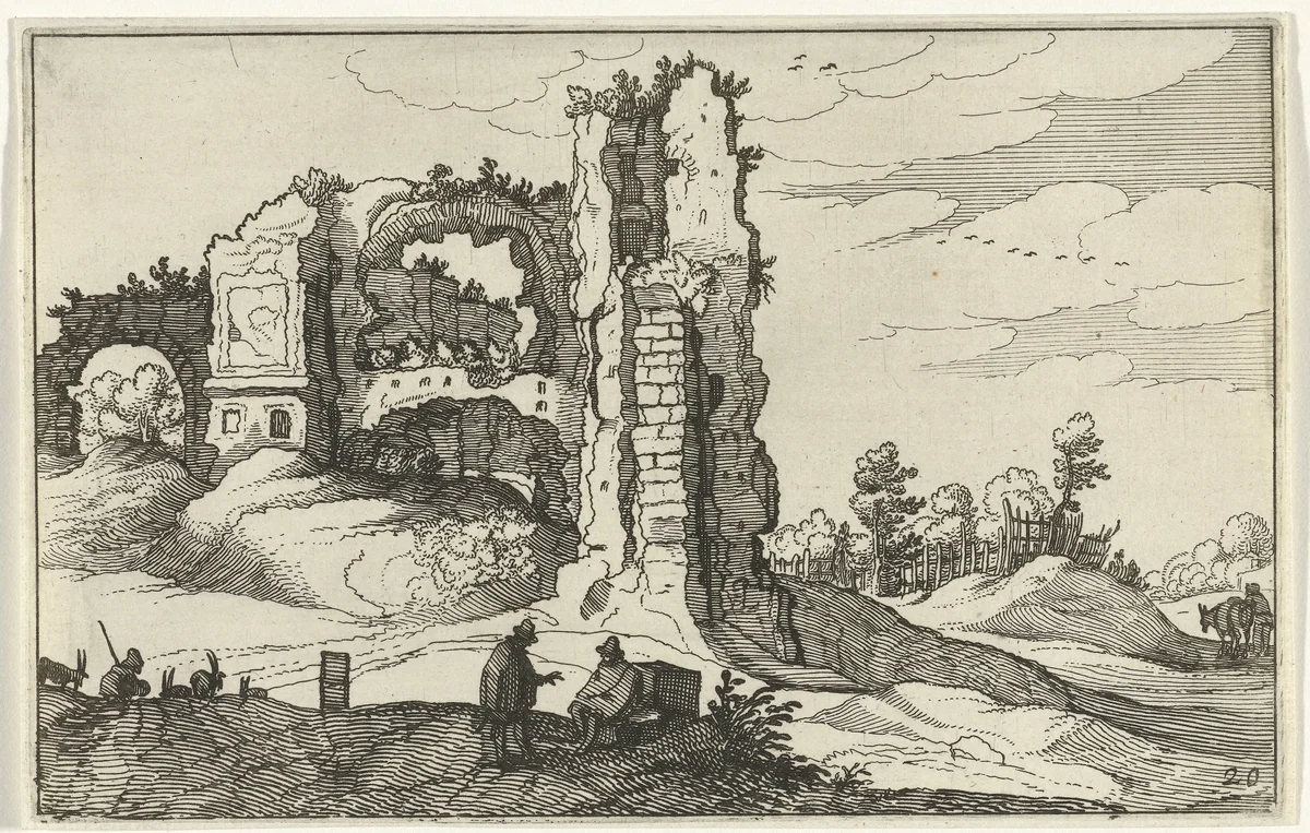 Ruïne met een poort by anonymous, print, 1618