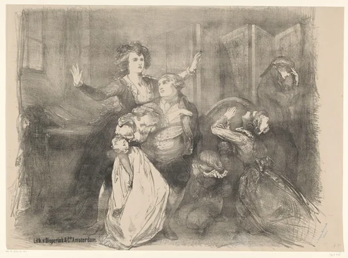 Scène uit toneeldrama Marie Antoinette by Charles Rochussen, print, 1865-1868