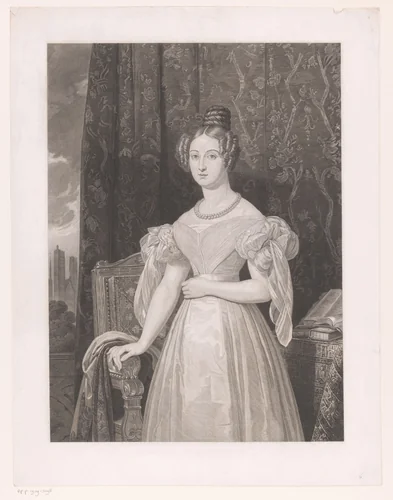Portret van Louise Marie van Orléans by Erin Corr, print, 1832